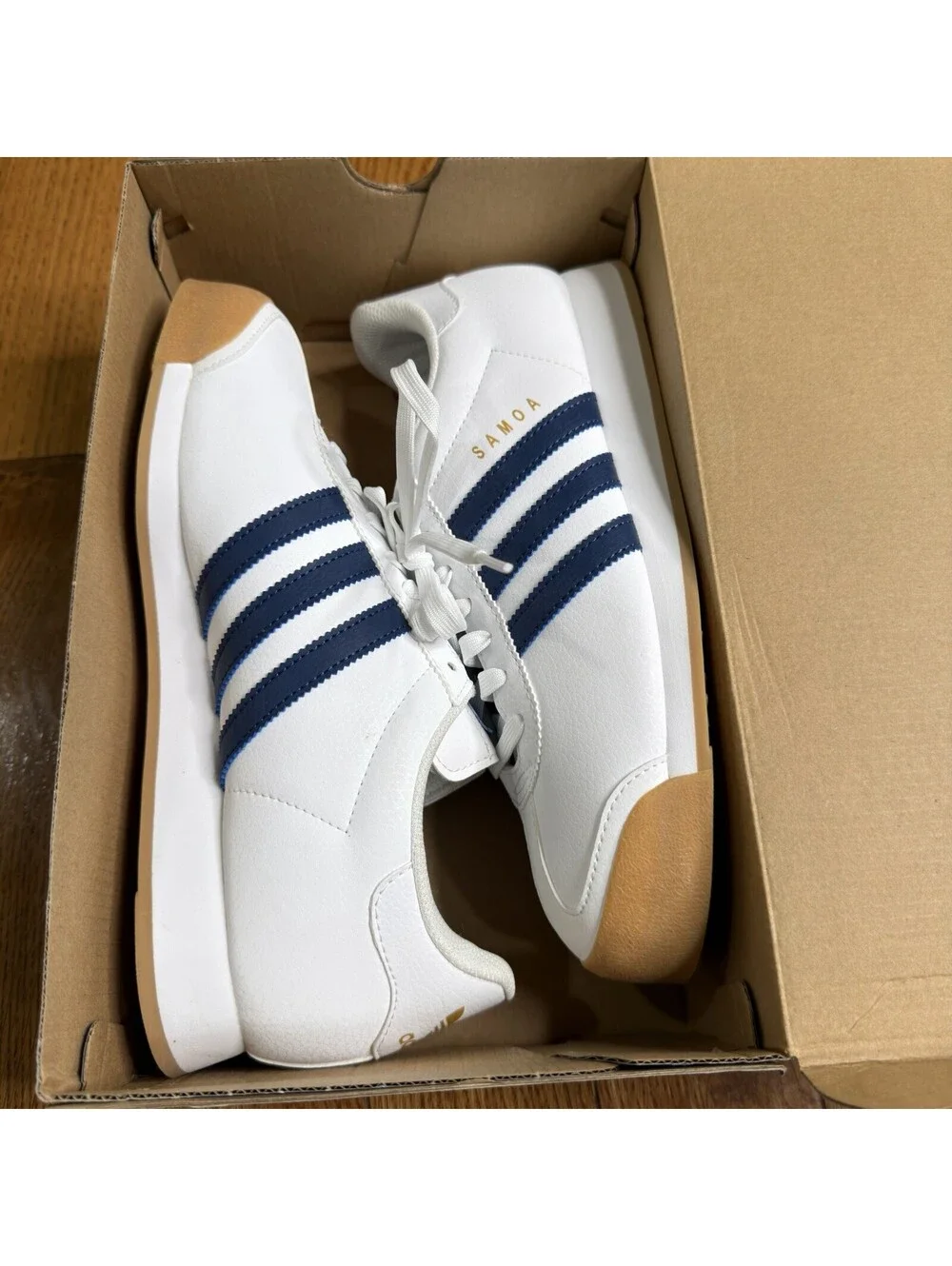 Men’s Size 9 Adidas Samoa White Blue Gum Sneakers EG6088 Originals Shoes